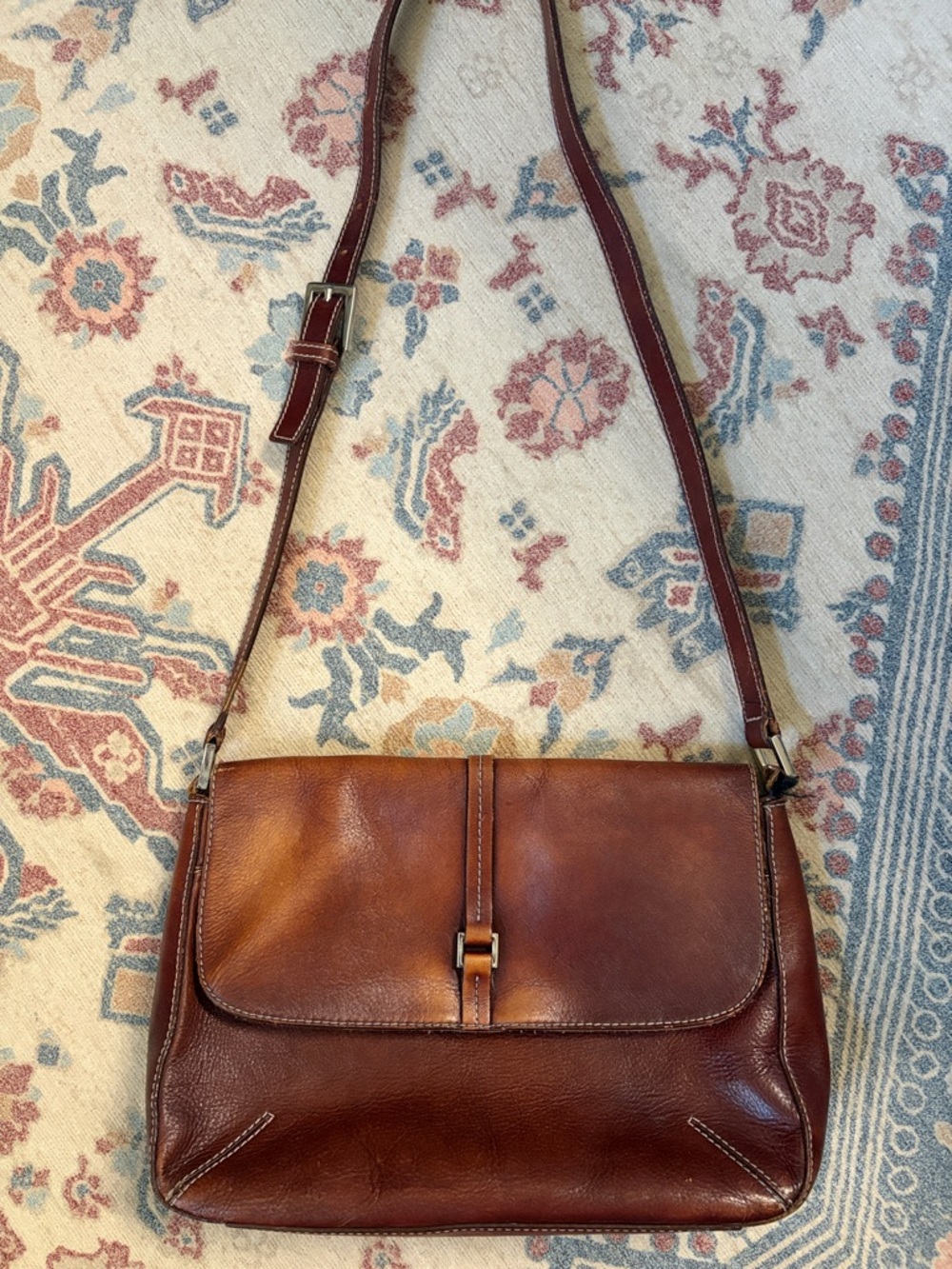 Etienne Aigner Vintage Chestnut Brown Leather Crossbody Bag